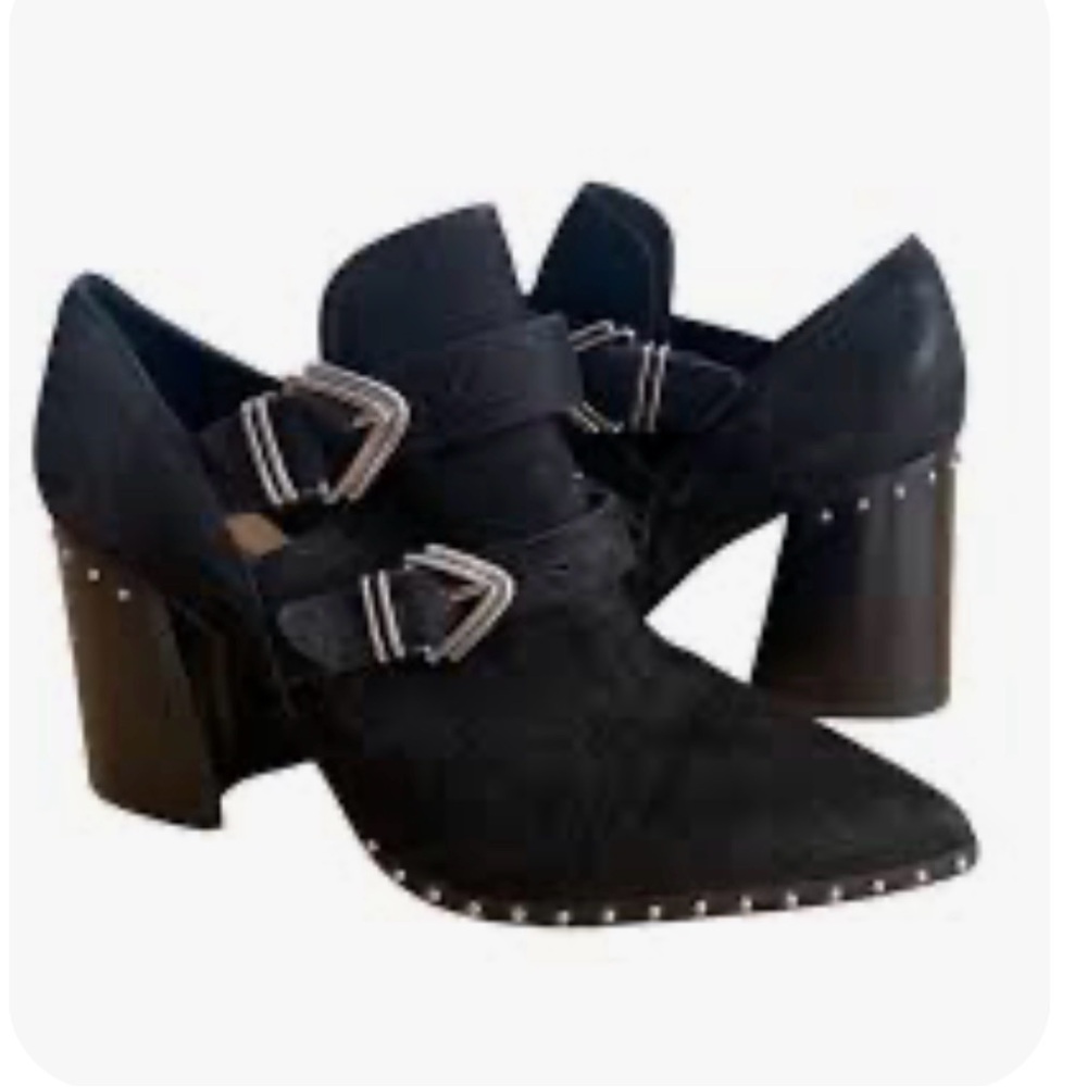 Gianni Bini Decie studded black suede moto booties - Picture 2 of 9